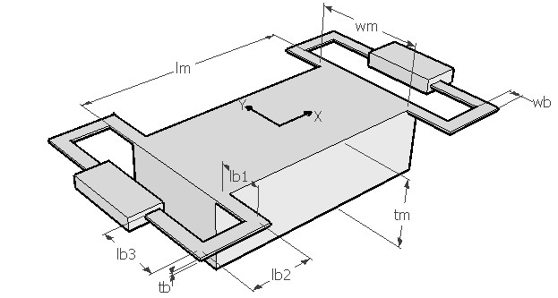 Vibration frequency of a folded beam suspension